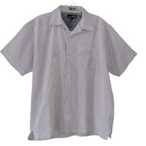 Micros | Gray Checked Short Sleeve Button Down Shirt, Large